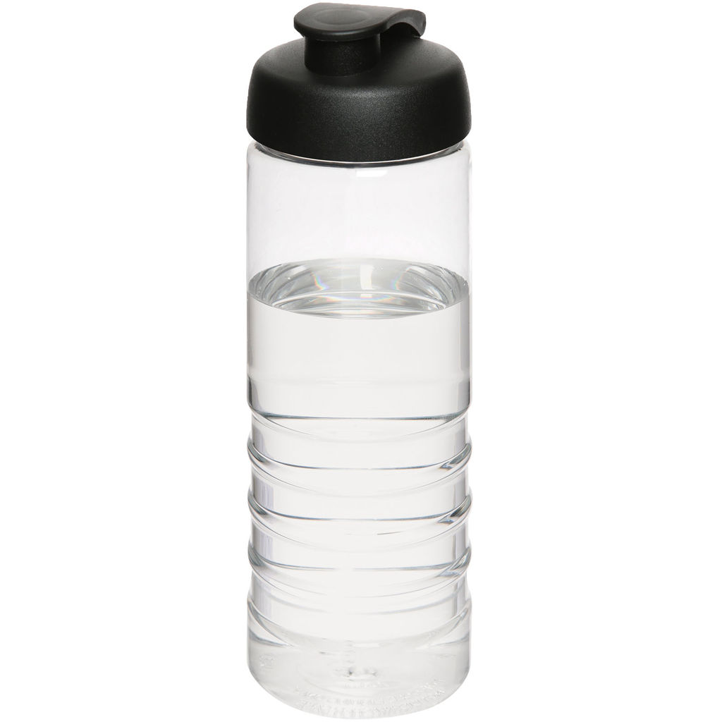 Пляшка спортивна H2O Treble , колір прозорий, суцільний чорний