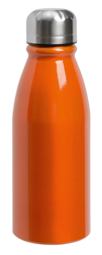 Пляшка алюмінієва FANCY, колір помаранчевий, сріблястий
