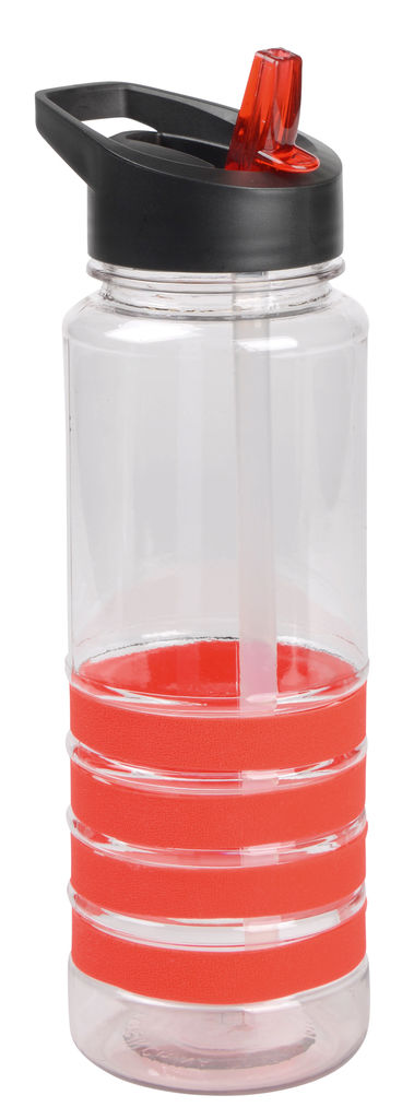 Пляшка спортивна CONDY, колір червоний, прозорий