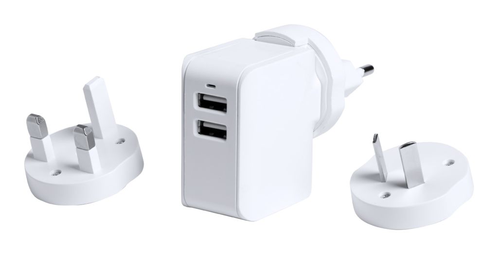 Зарядний пристрій з USB дорожнє Duban, колір білий