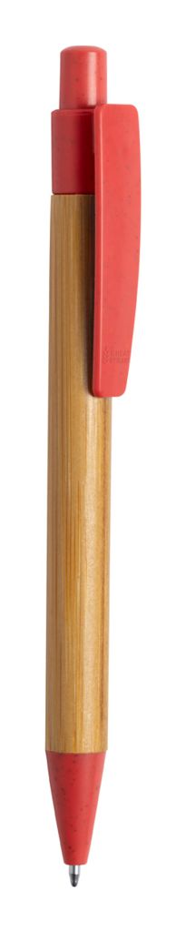 Ручка шариковая бамбуковая Sydor, цвет красный