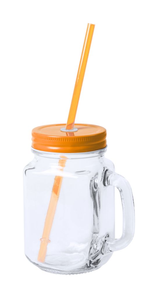 Чашка стеклянная с крышкой Heisond, цвет оранжевый