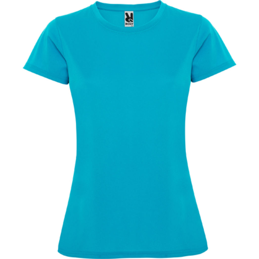 MONTECARLO WOMAN Приталенная футболка с круглым вырезом и усиленными швами, цвет бирюзовый  размер S