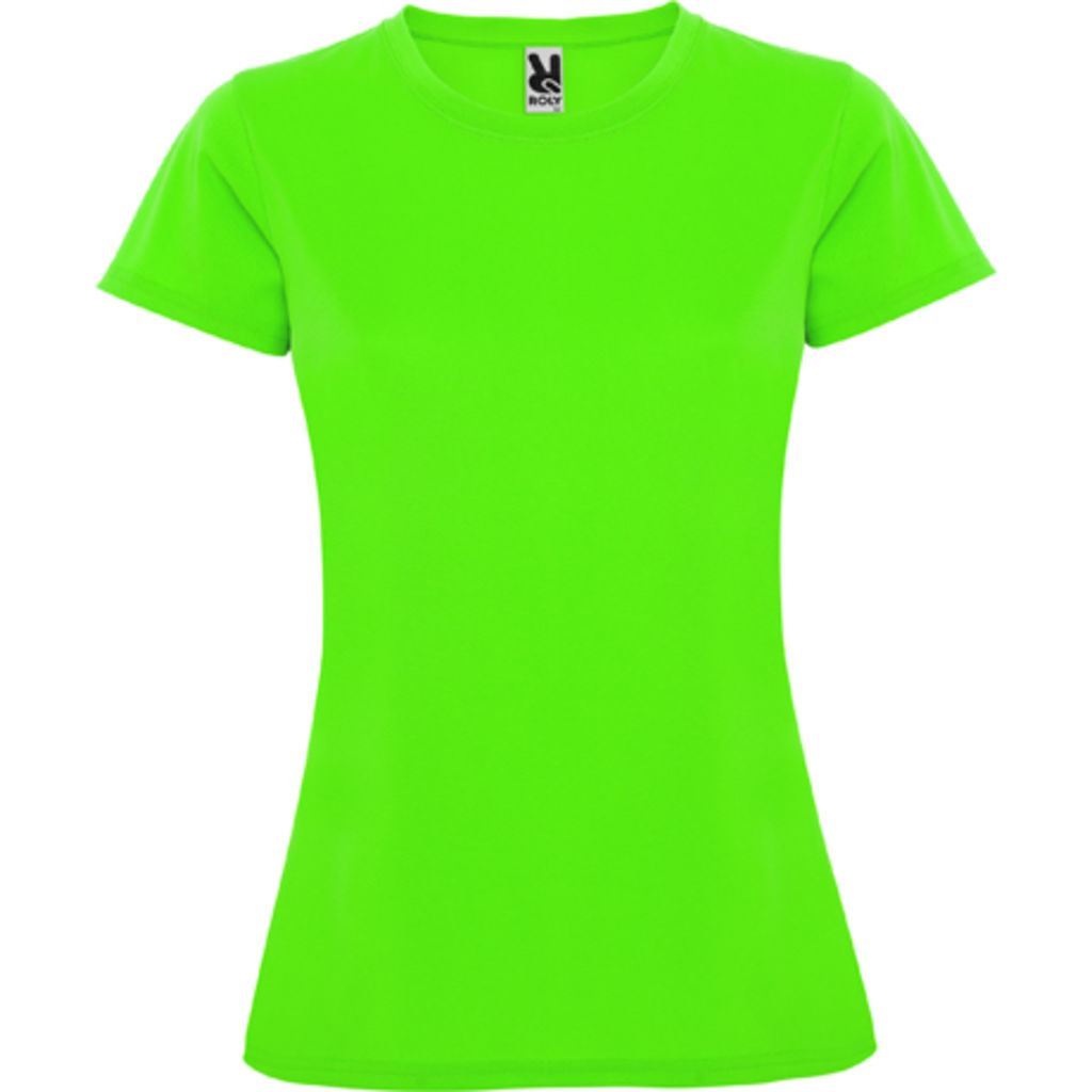 MONTECARLO WOMAN Приталенная футболка с круглым вырезом и усиленными швами, цвет лайм  размер S