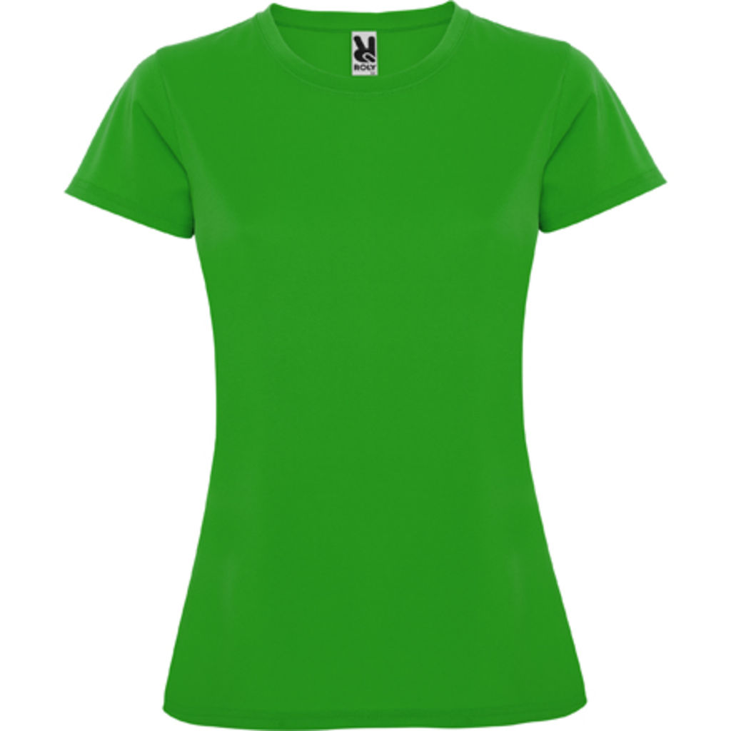 MONTECARLO WOMAN Приталенная футболка с круглым вырезом и усиленными швами, цвет ярко-зеленый  размер S