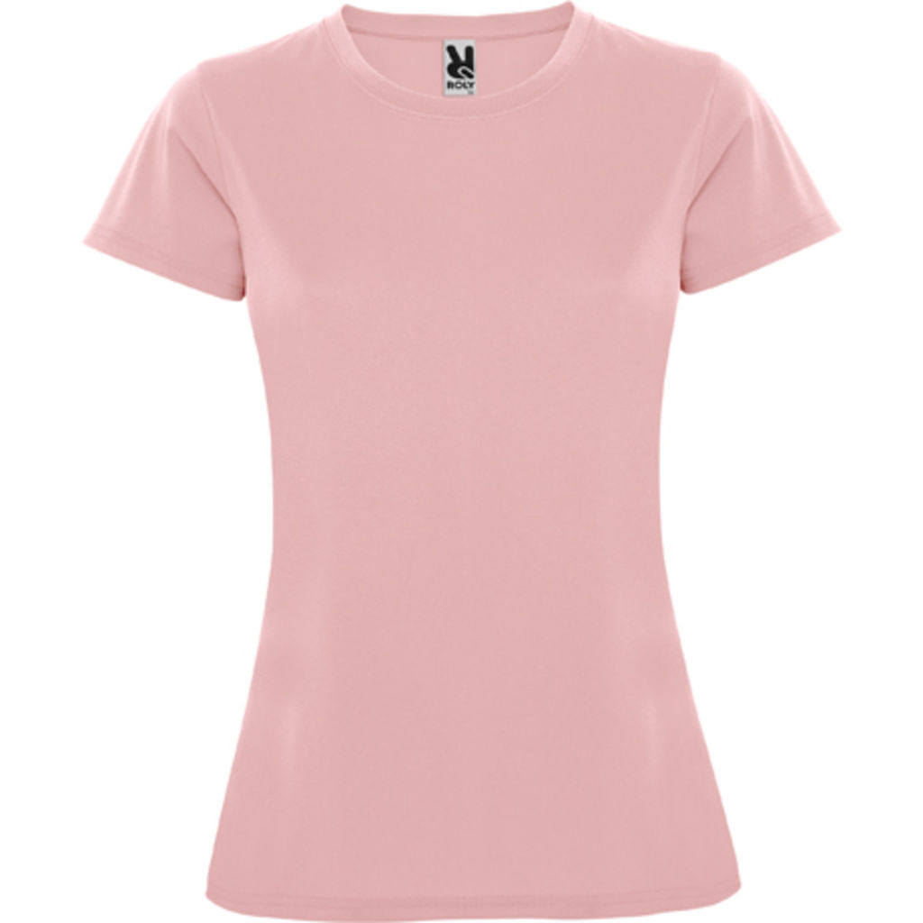 MONTECARLO WOMAN Приталенная футболка с круглым вырезом и усиленными швами, цвет светло-розовый  размер S