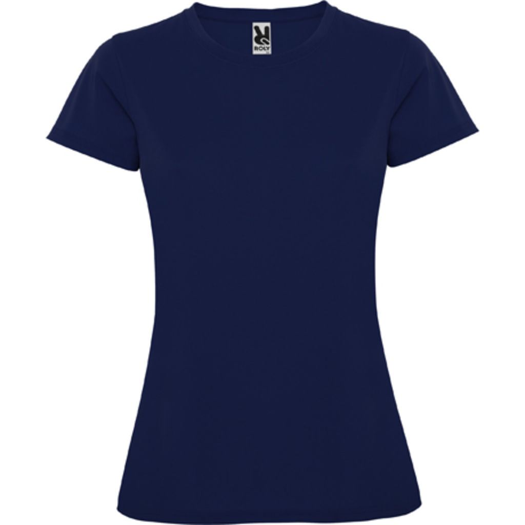 MONTECARLO WOMAN Приталенная футболка с круглым вырезом и усиленными швами, цвет темно-синий  размер S