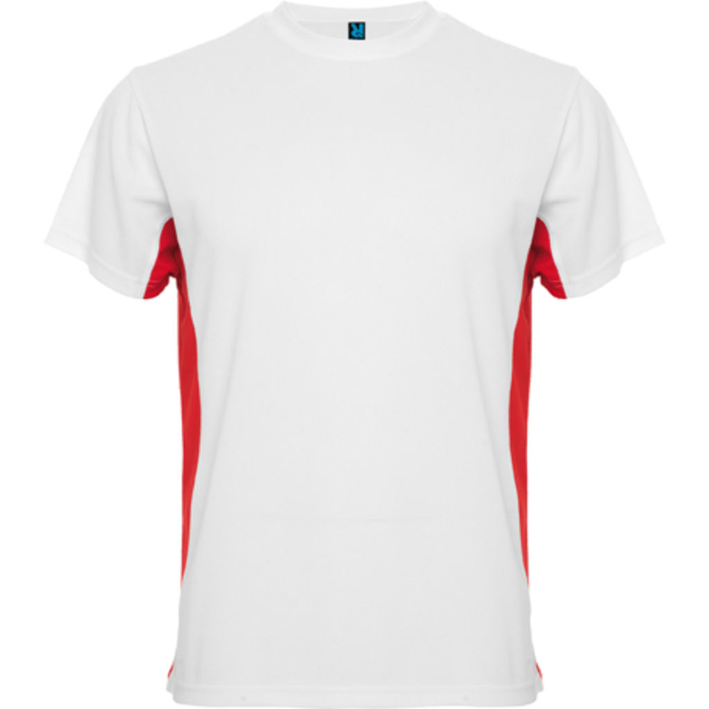 TOKYO Двухцветная футболка с круглым вырезом с усиленными швами, цвет белый, красный  размер S