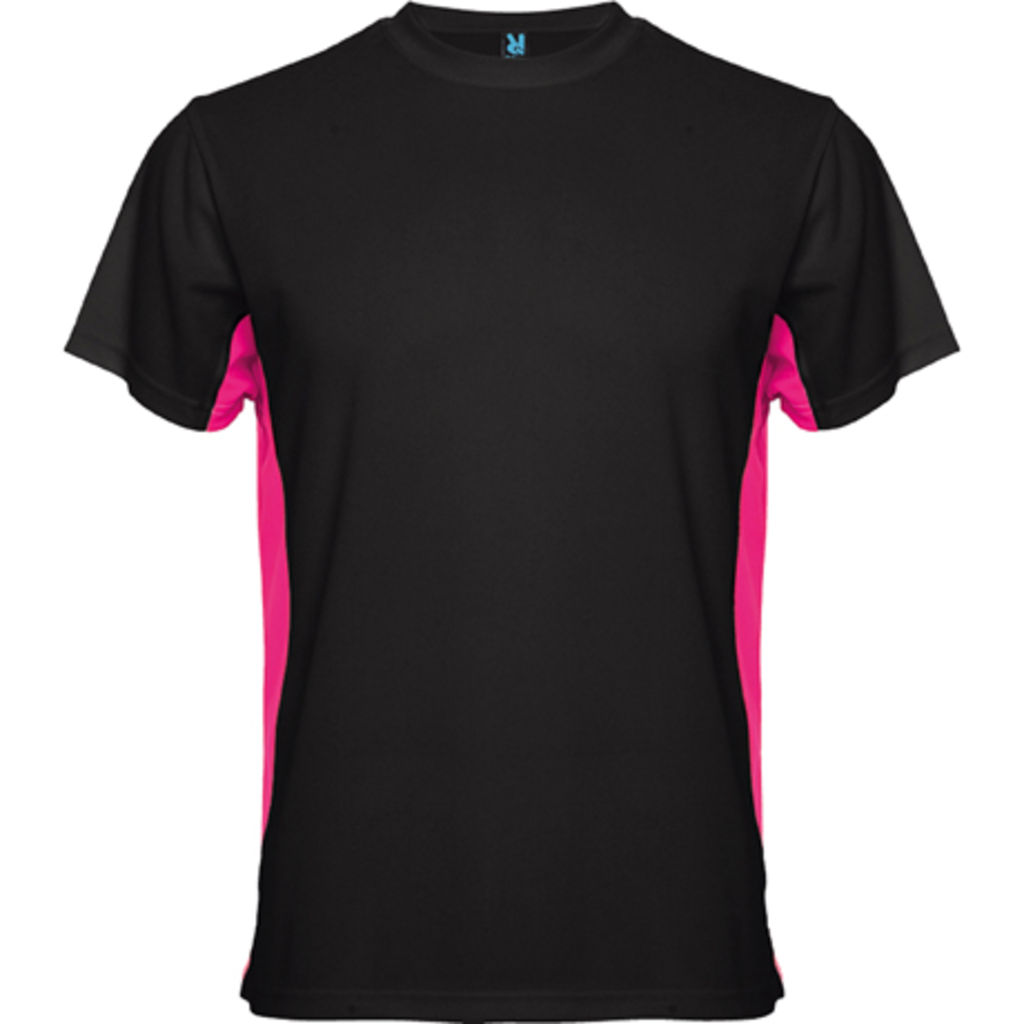TOKYO Двухцветная футболка с круглым вырезом с усиленными швами, цвет черный, фуксия  размер S