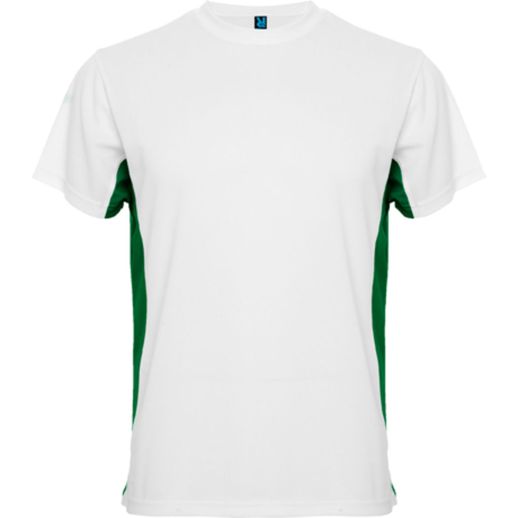 TOKYO Двухцветная футболка с круглым вырезом с усиленными швами, цвет белый, зеленый глубокий  размер XL