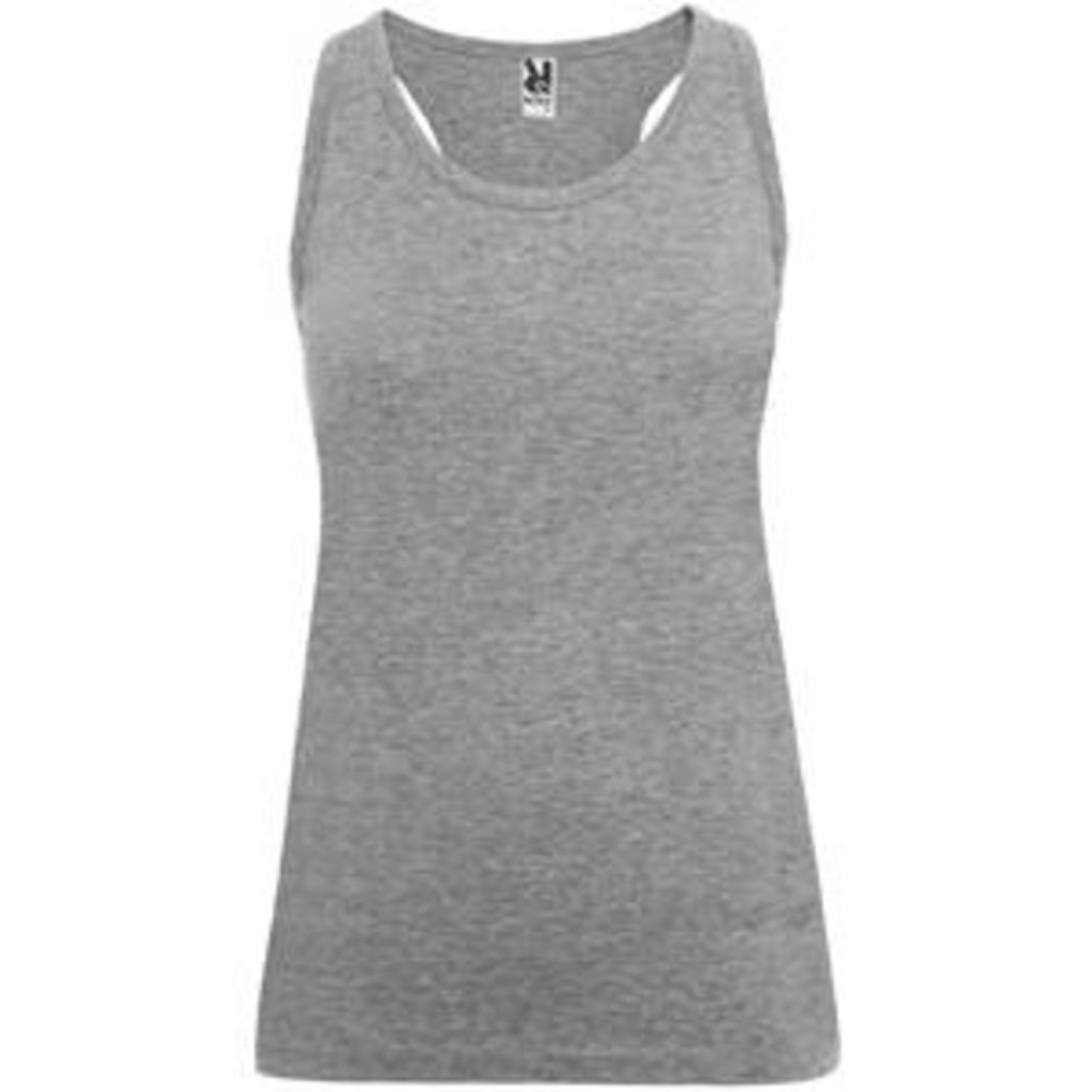 BRENDA Приталенная футболка-борцовка с широкими вырезами на резинке, цвет серый  размер S