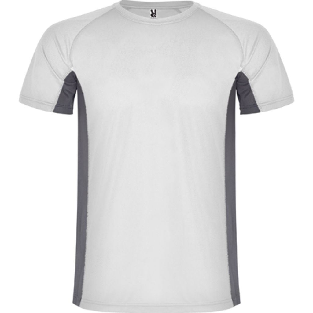SHANGHAI Спортивна футболка з коротким рукавом в поєднанні двох поліефірних тканин, колір білий, темно-сірий  розмір S