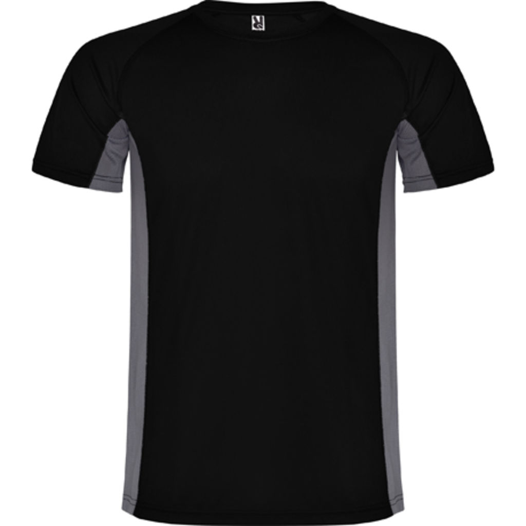 SHANGHAI Спортивная футболка с коротким рукавом в сочетании двух полиэфирных тканей, цвет черный, темно-серый  размер S