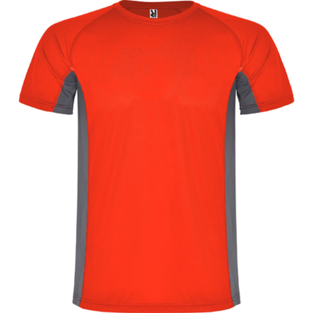 SHANGHAI Спортивная футболка с коротким рукавом в сочетании двух полиэфирных тканей, цвет красный, темно-серый  размер S