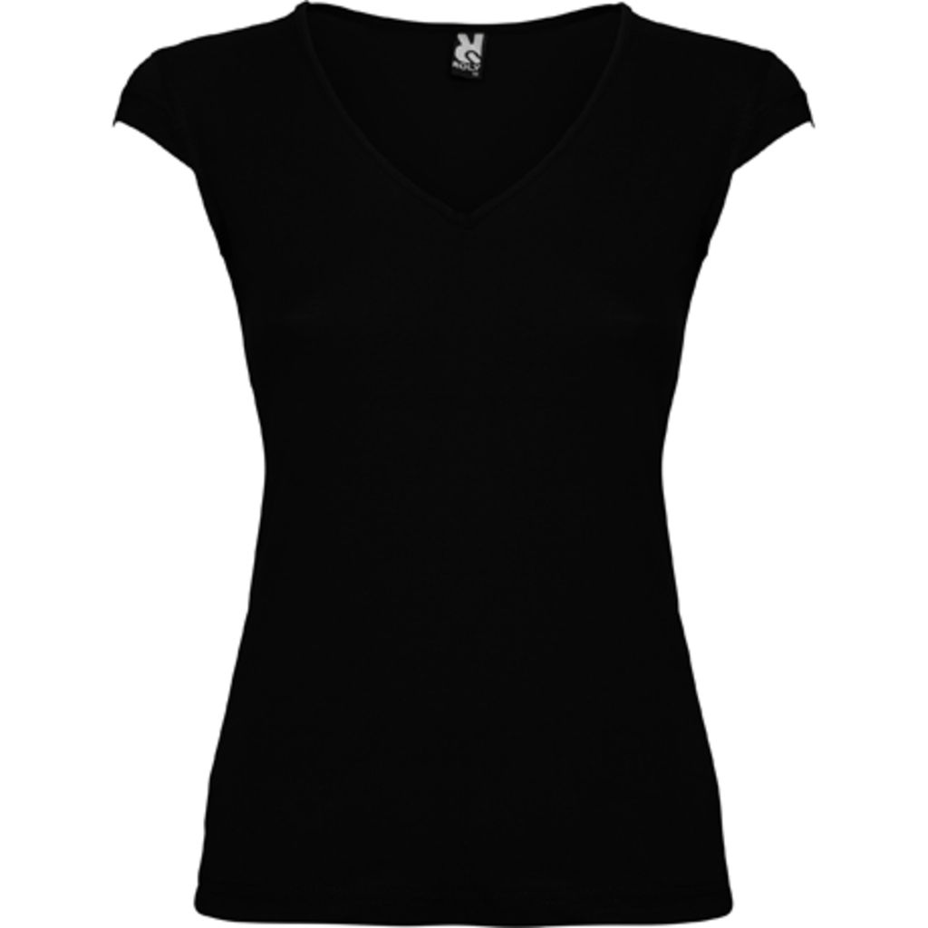 MARTINICA Приталенная женская футболка с особым дизайном V-образного выреза, цвет черный  размер S