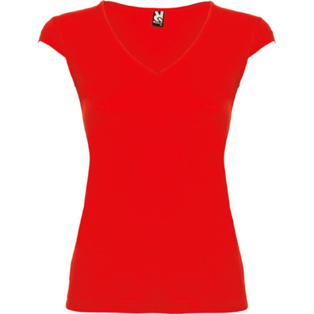 MARTINICA Жіноча футболка з V-подібною горловиною та тонкою кромкою, колір червоний  розмір S