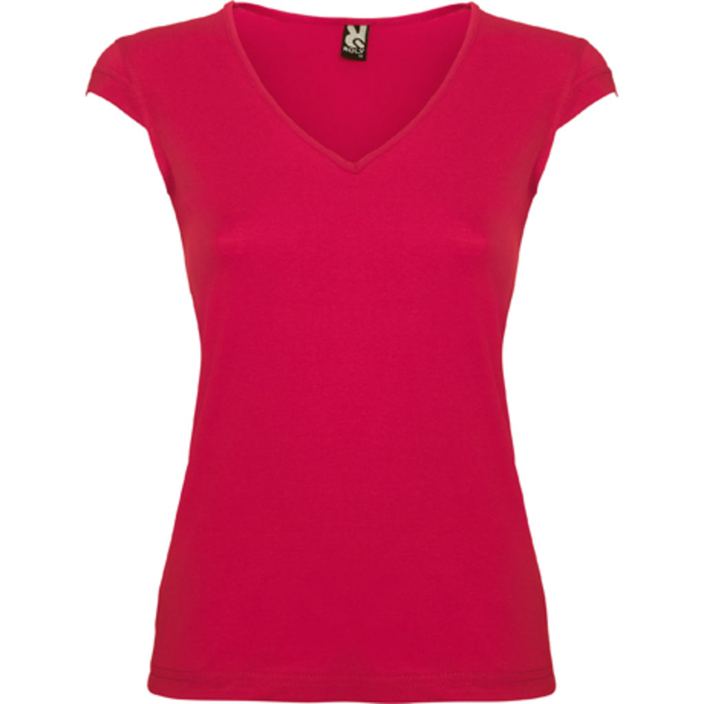 MARTINICA Жіноча футболка з V-подібною горловиною та тонкою кромкою, колір яскраво-рожевий  розмір S