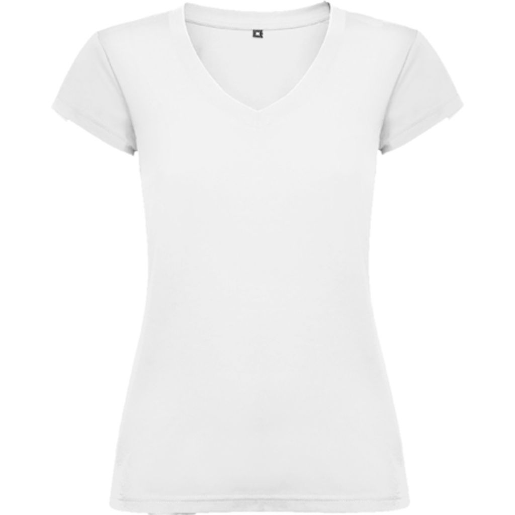 VICTORIA Приталенная женская футболка с особым дизайном V-образного выреза, цвет белый  размер S