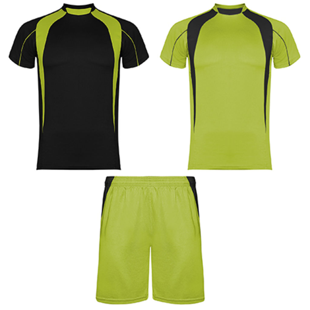 SALAS Спортивний комплект унісекс: 2 футболки + 1 шорти, колір фісташковий, чорний  розмір L