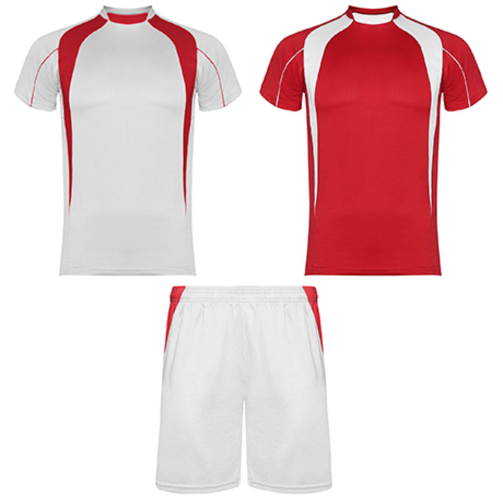 SALAS Спортивний комплект унісекс: 2 футболки + 1 шорти, колір червоний, білий  розмір L