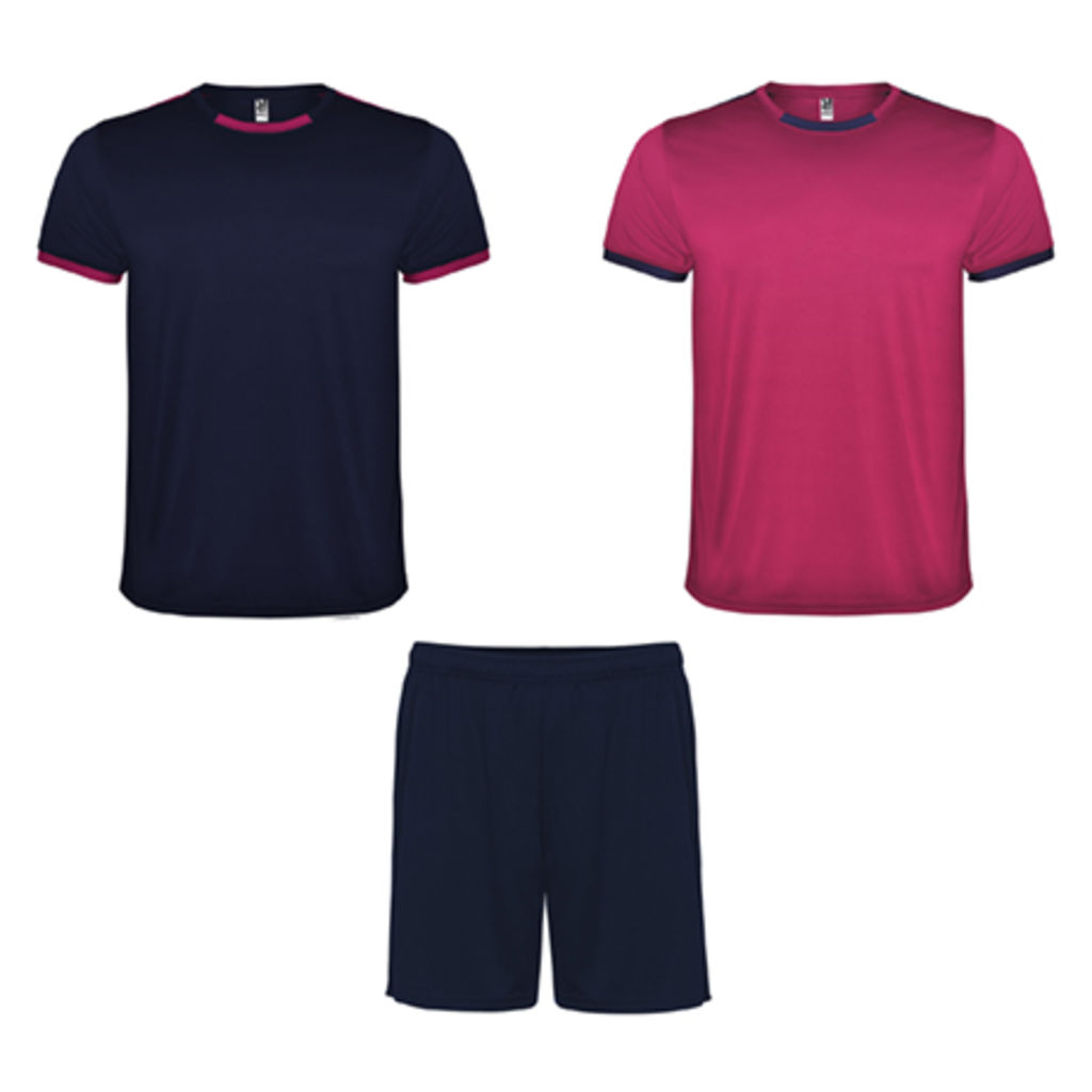 RACING Спортивный комплект унисекс, состоящий из 2 футболок и 1 шорт, цвет фуксия, светоотражающий  размер M