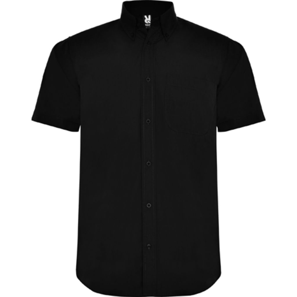 AIFOS Сорочка чоловіча з коротким рукавом та кишенею, колір чорний  розмір M