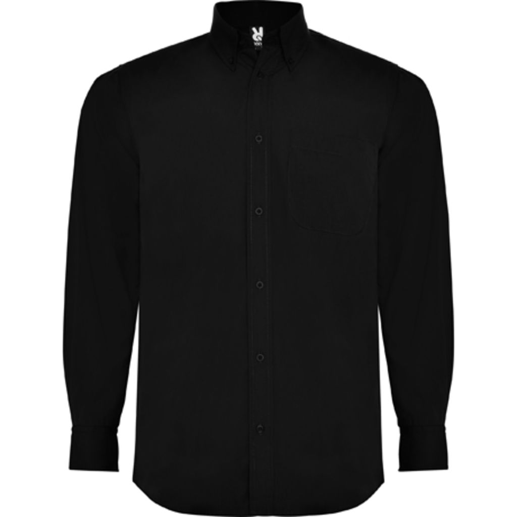 AIFOS L/S Сорочка чоловіча з довгим рукавом та кишенею, колір чорний  розмір M