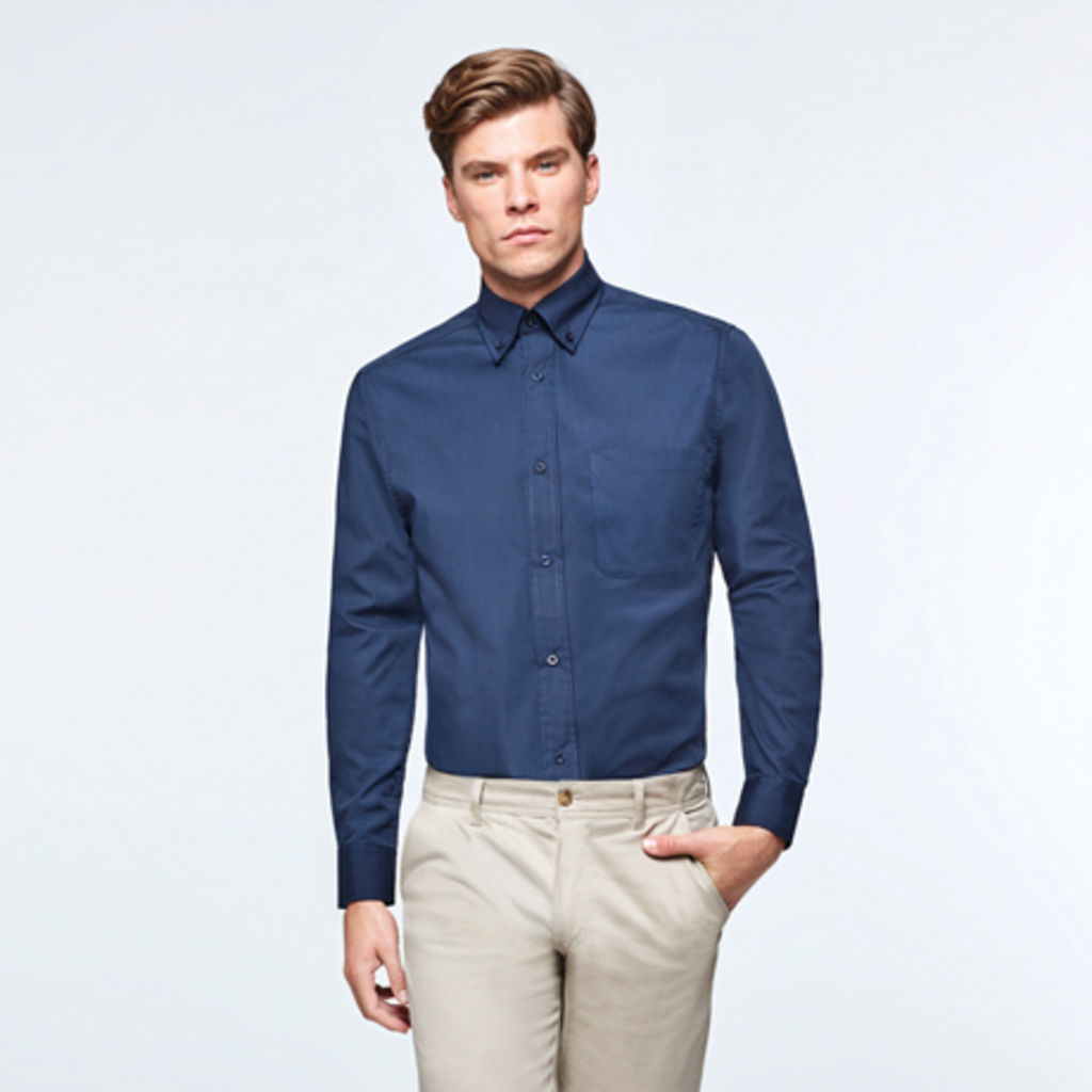 AIFOS L/S Сорочка чоловіча з довгим рукавом та кишенею, колір чорний  розмір M - CM55040202- Фото №2