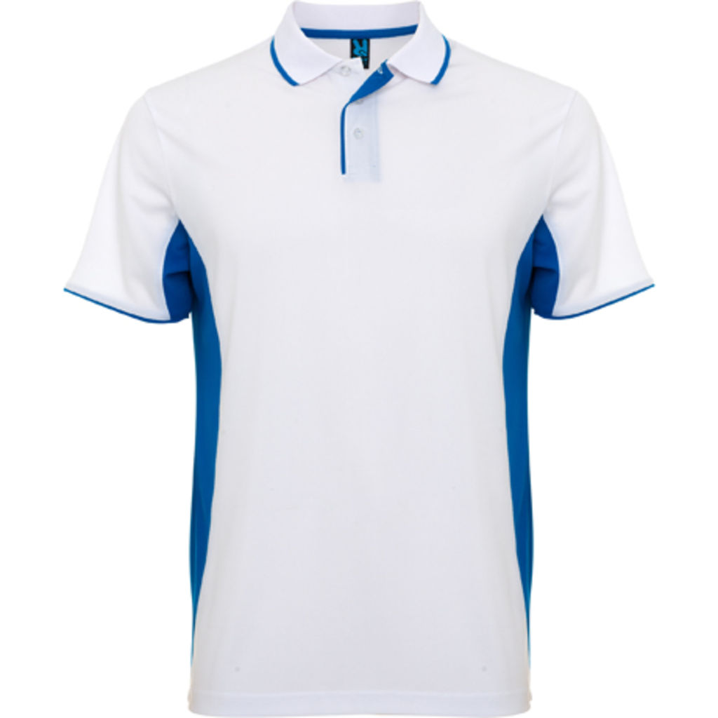 MONTMELO Технічна сорочка-поло, колір білий, королівський синій  розмір S