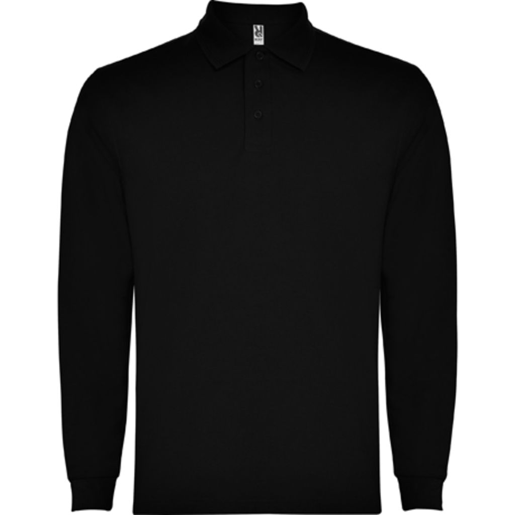 CARPE Сорочка-поло з довгим рукавом з коміром та манжетами в рубчик, колір чорний  розмір XL