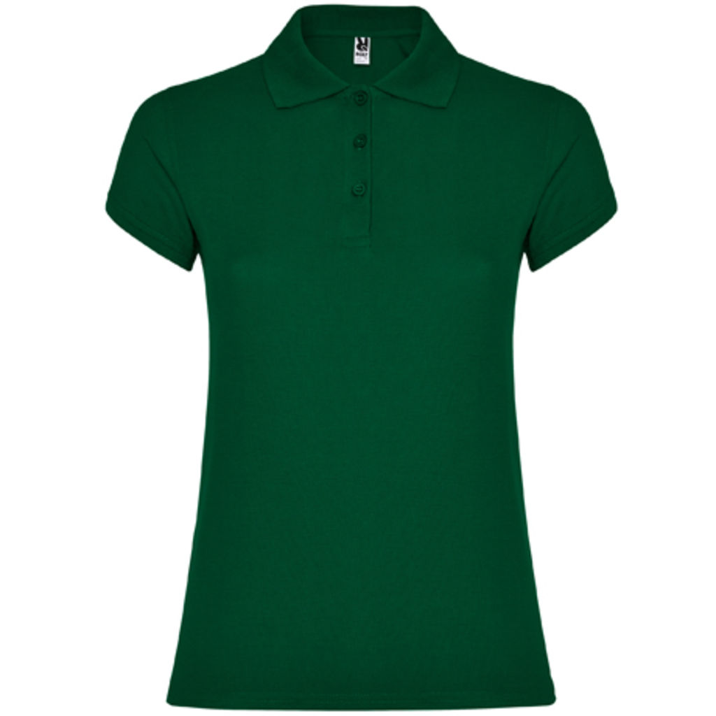 STAR WOMAN Женская футболка-поло с коротким рукавом, цвет зеленый бутылочный  размер S