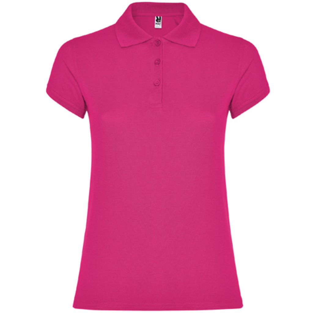 STAR WOMAN Жіноча футболка-поло з коротким рукавом, колір яскраво-рожевий  розмір S
