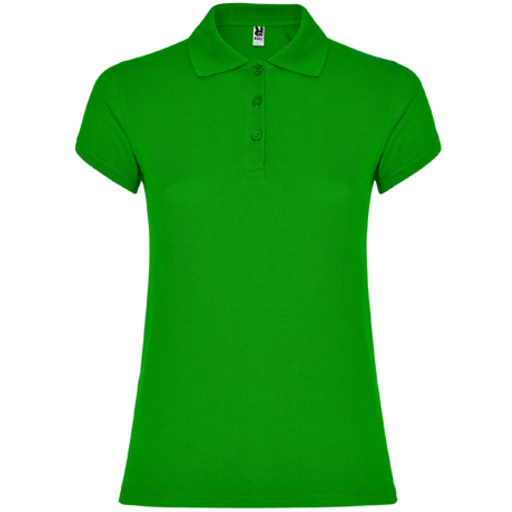 STAR WOMAN Жіноча футболка-поло з коротким рукавом, колір трав'яний зелений  розмір S