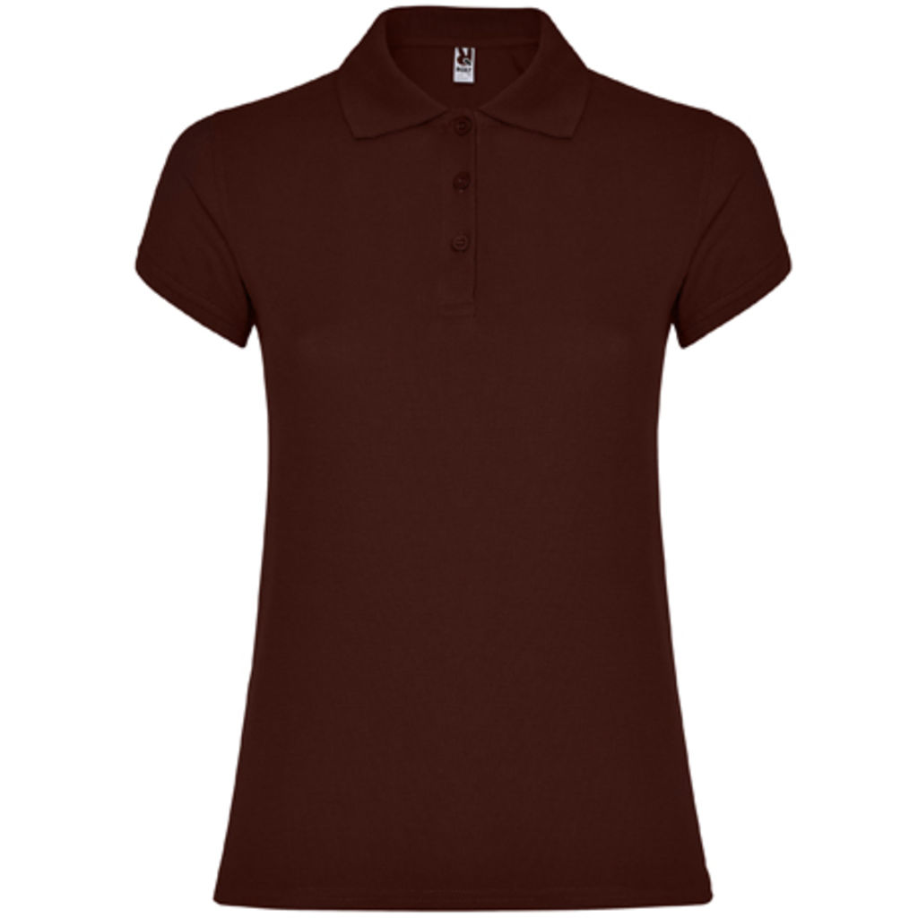 STAR WOMAN Жіноча футболка-поло з коротким рукавом, колір шоколадний  розмір S