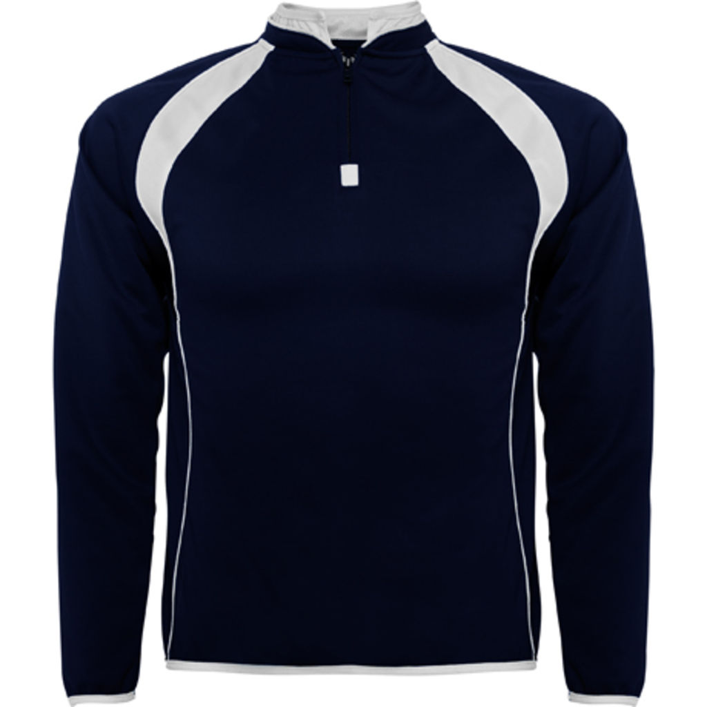 SEUL Двухцветная спортивная толстовка с флисовой подкладкой, цвет темно-синий, белый  размер S