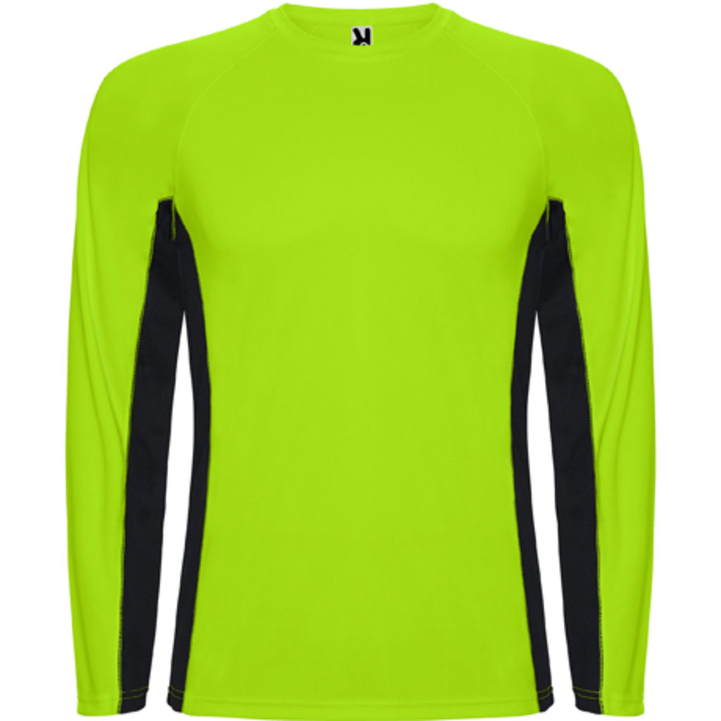 SHANGHAI L/S Технічна сорочка з поєднання поліестерових тканина, колір флюорісцентний зелений, чорний  розмір S