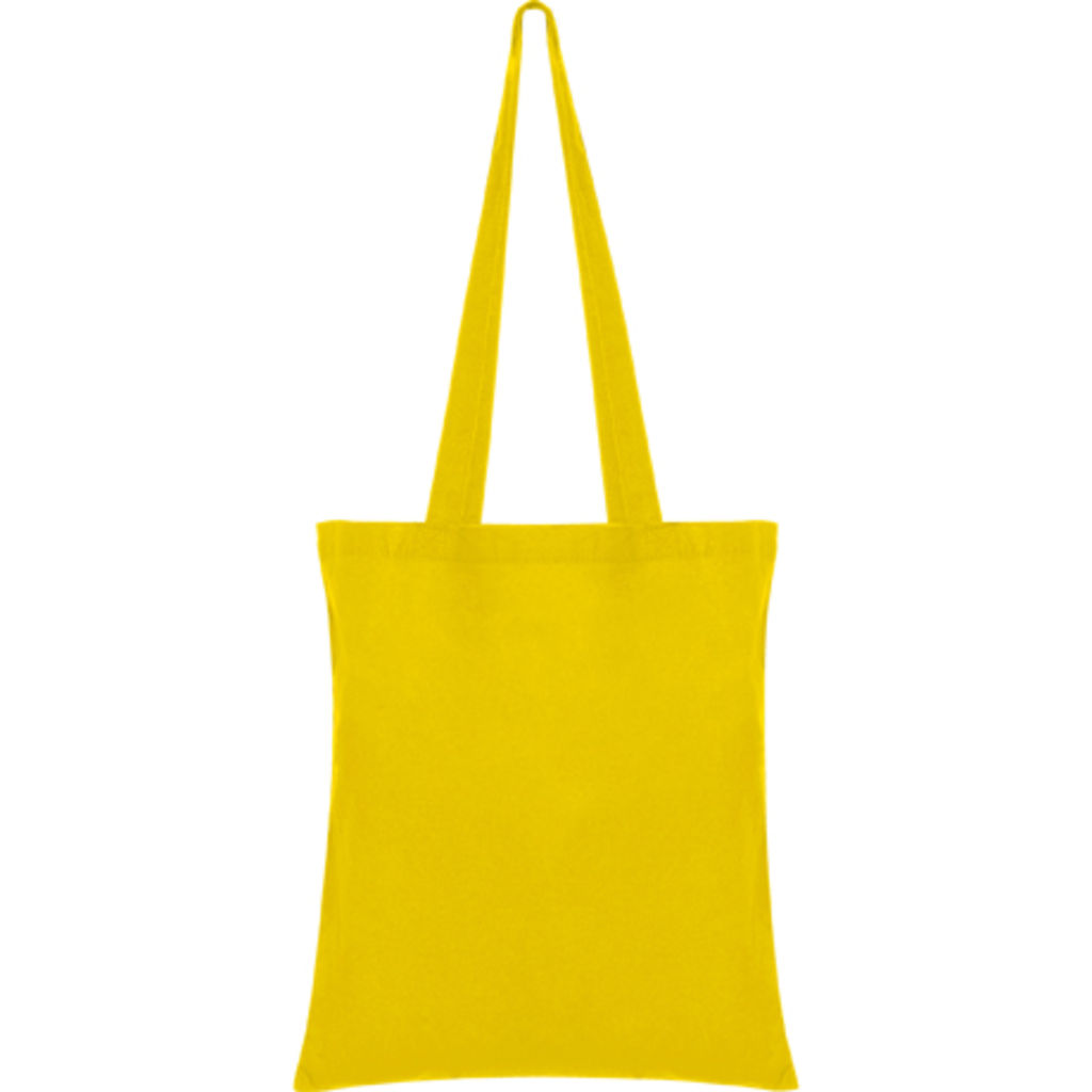 MOUNTAIN Сумка з бавовняної кольорової тканини з довгою ручкою з одноколірної стрічки, колір жовтий  розмір 37x41