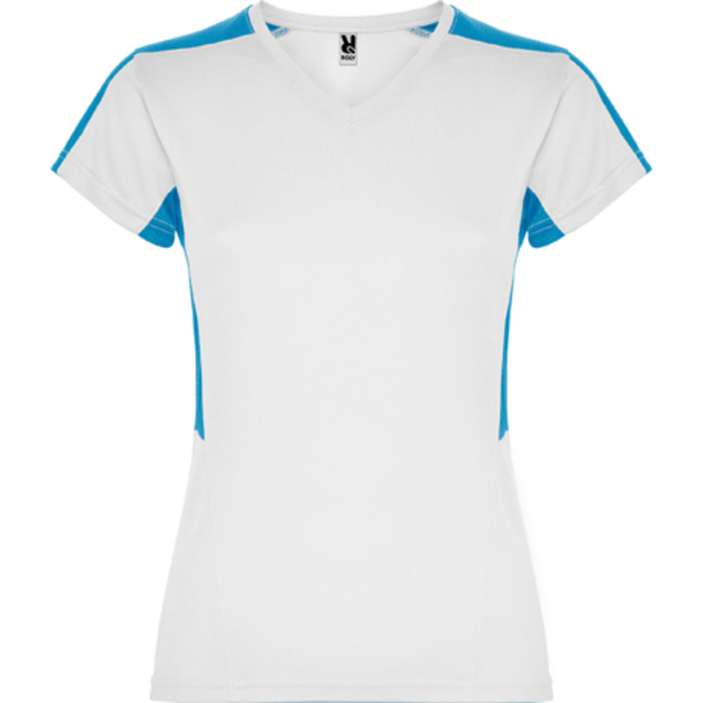 SUZUKA Спортивная футболка с коротким рукавом, цвет белый, бирюзовый  размер S
