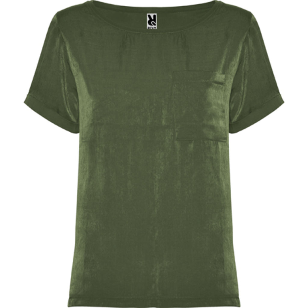 MAYA Жіноча футболка з довгим рукавом і глибоким вирізом, колір армійський зелений  розмір S