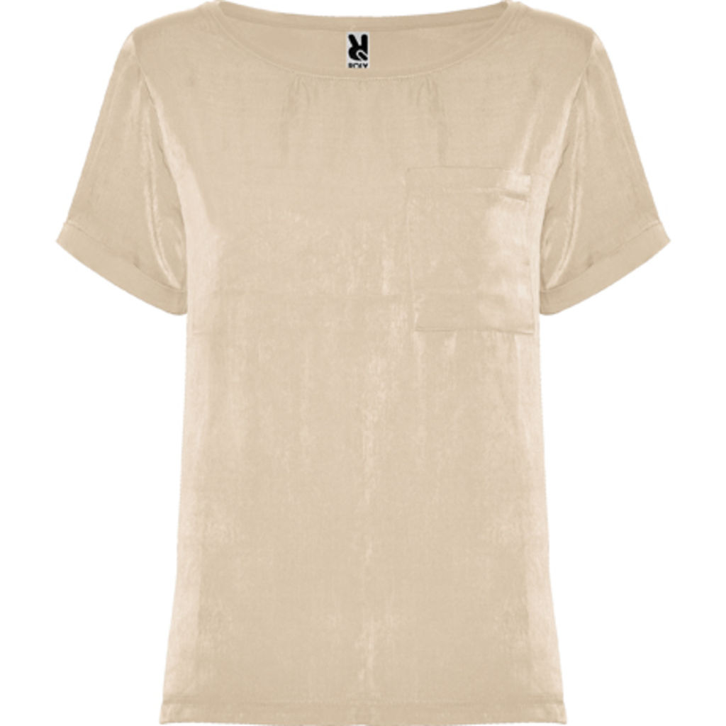 MAYA Жіноча футболка з довгим рукавом і глибоким вирізом, колір натуральний  розмір S