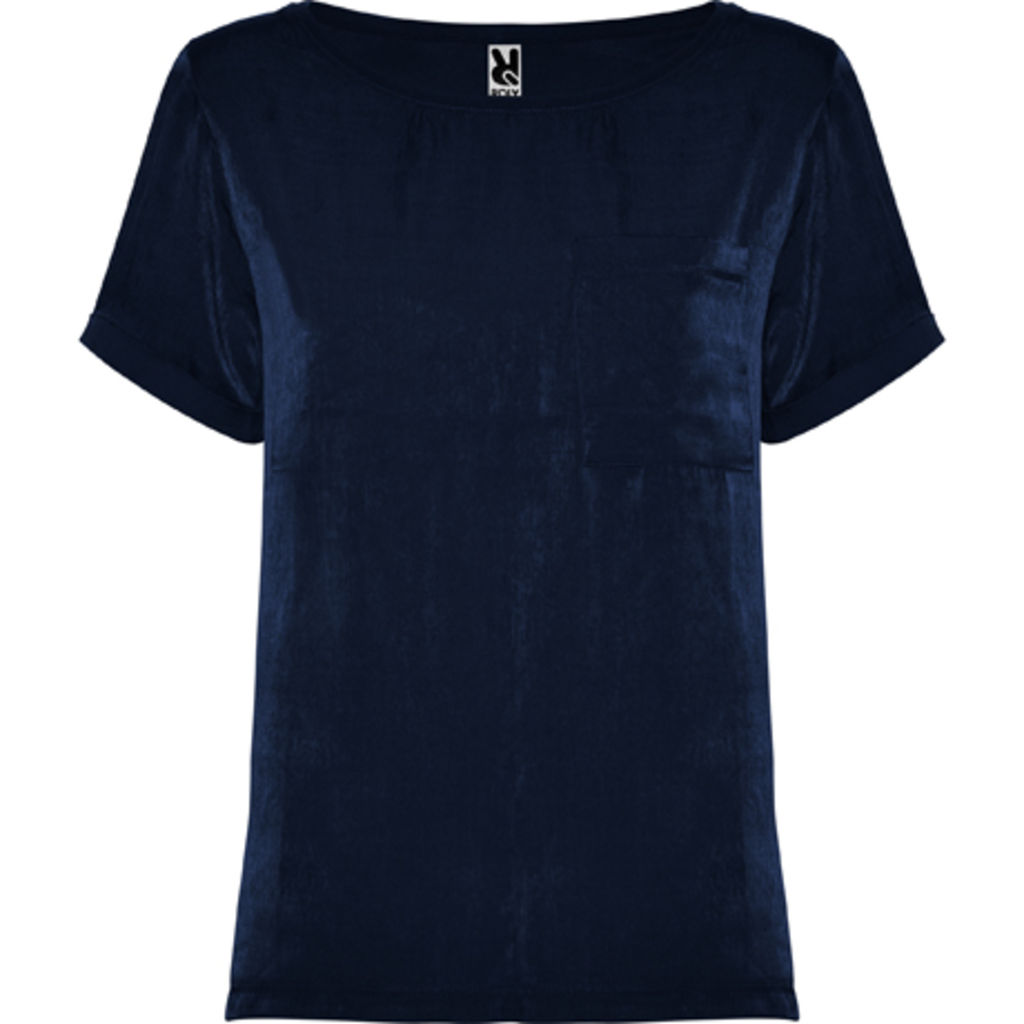 MAYA Жіноча футболка з довгим рукавом і глибоким вирізом, колір темно-синій  розмір S
