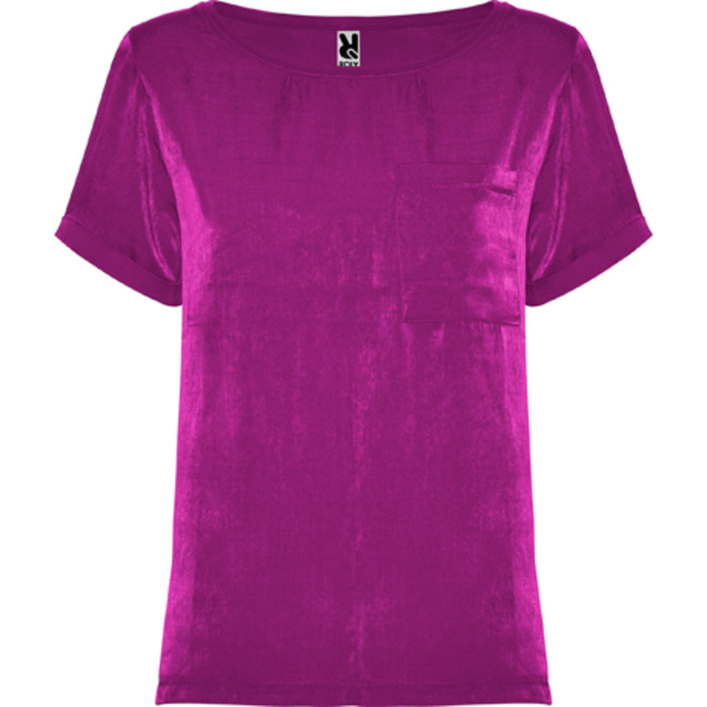 MAYA Жіноча футболка з довгим рукавом і глибоким вирізом, колір яскраво-рожевий  розмір S