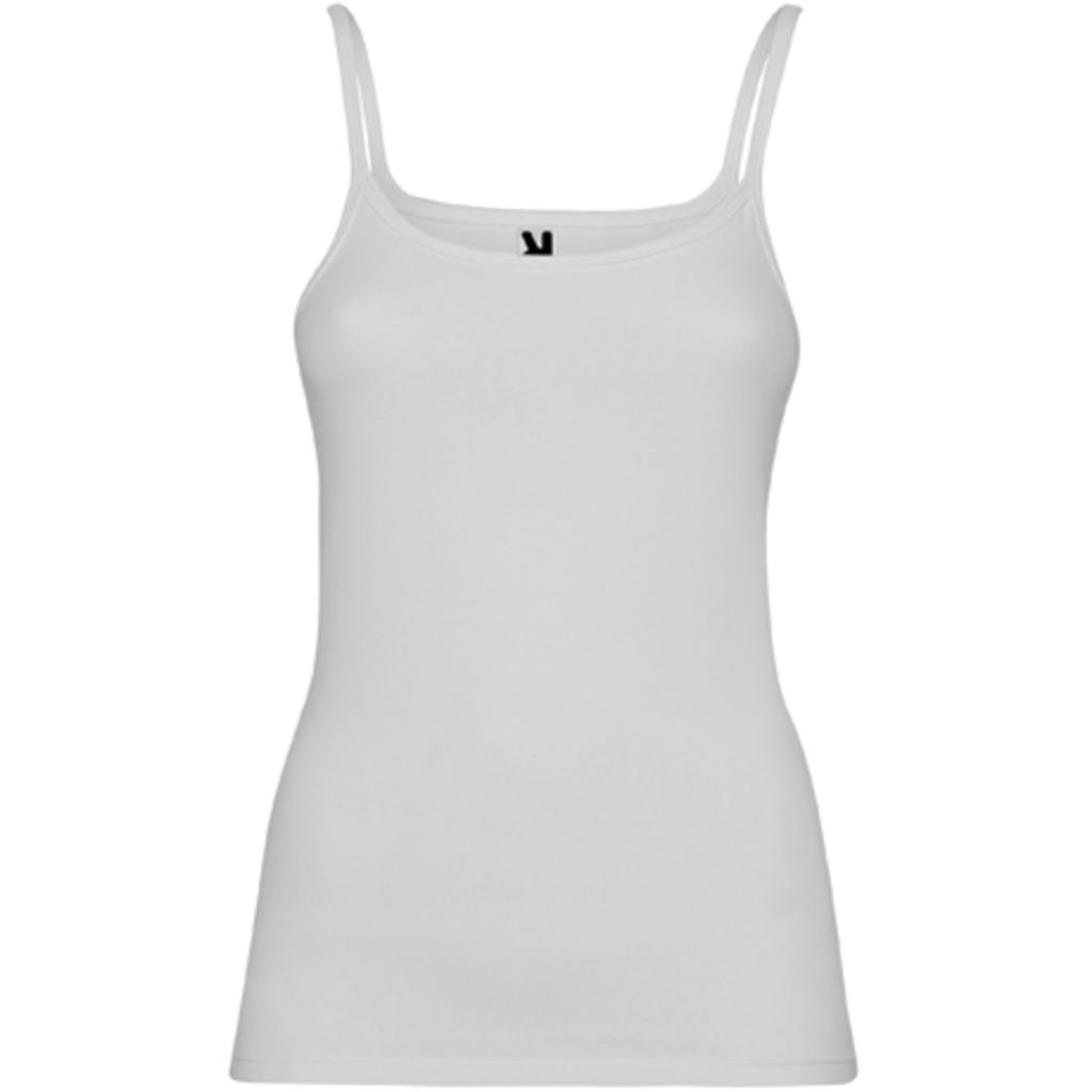 ALAYA Жіноча нижня футболка на лямках та окантованим вирізом в´язки 1x1, колір білий  розмір S