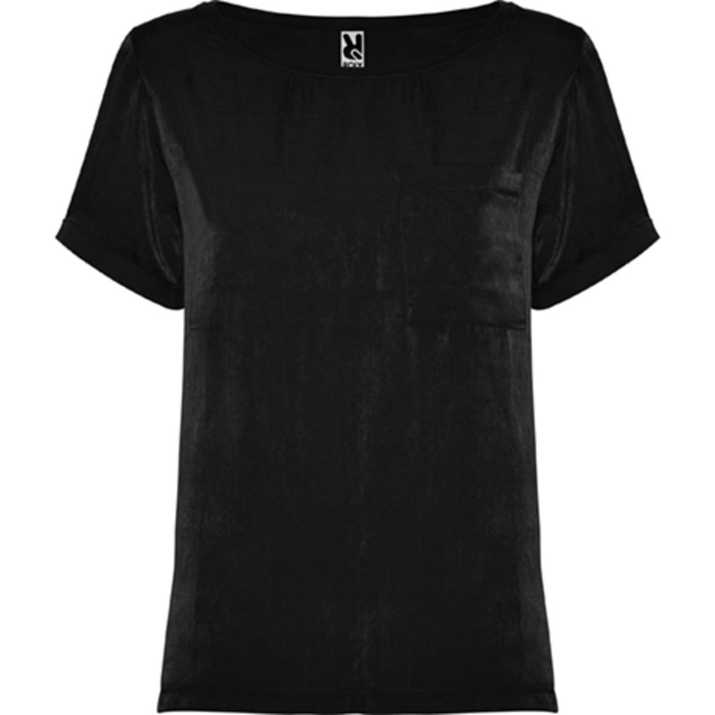 MAYA Жіноча футболка з довгим рукавом і глибоким вирізом, колір чорний  розмір S