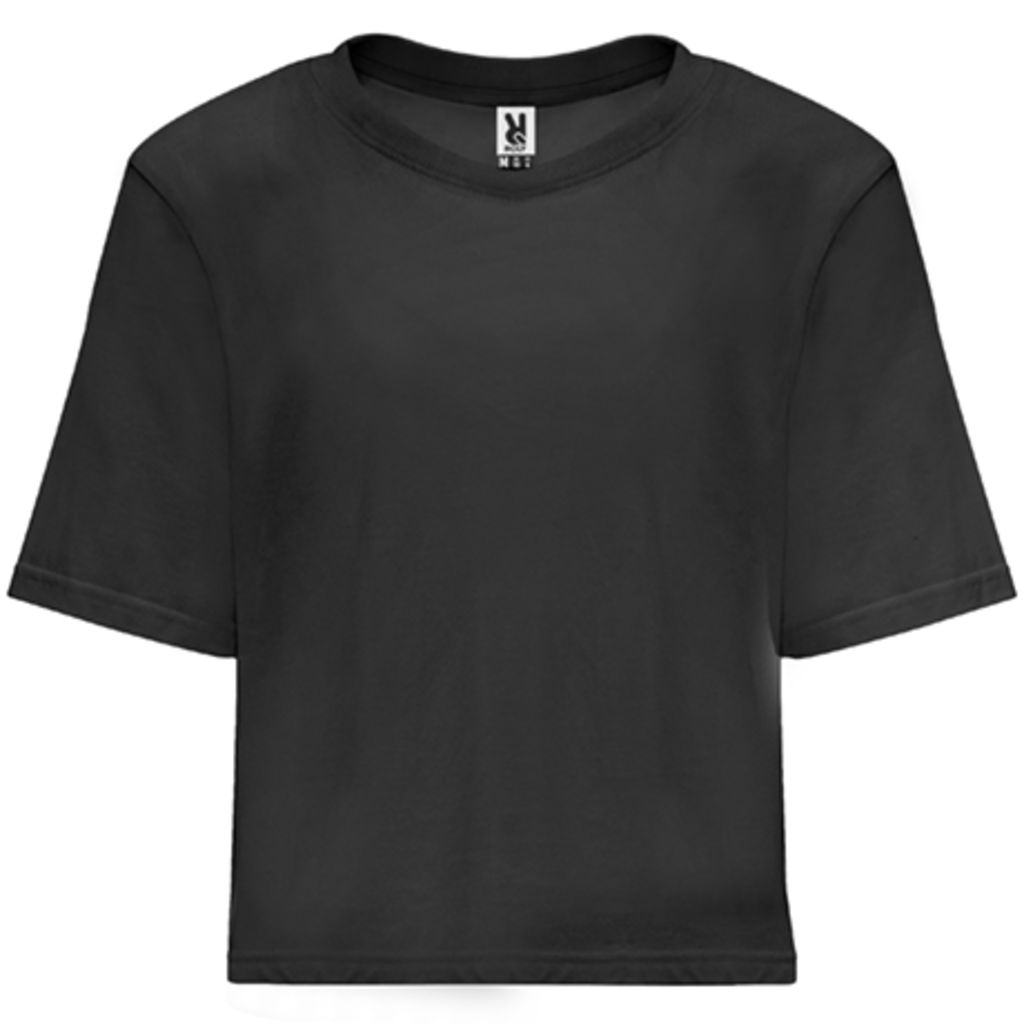 DOMINICA Жіноча футболка укороченого і вільного крою з короткими рукавами, колір чорний  розмір S
