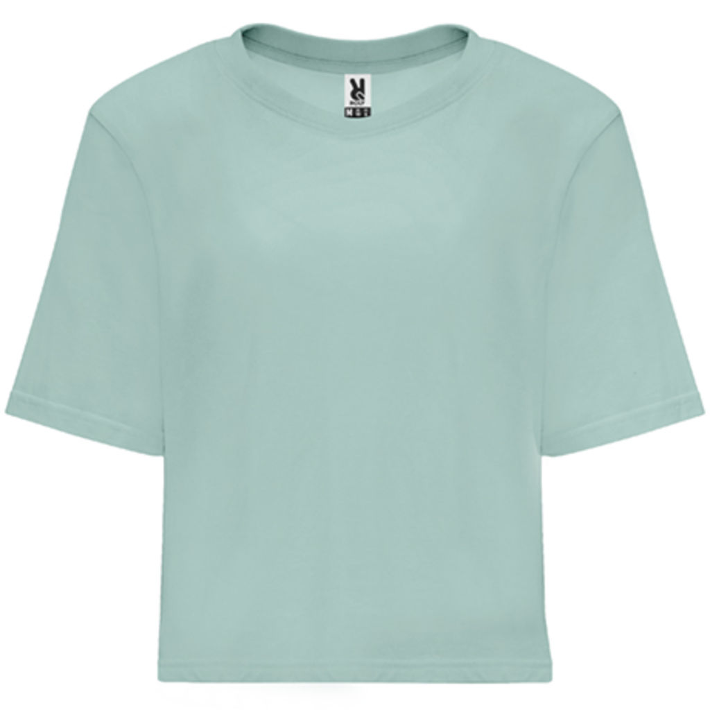 DOMINICA Женская футболка укороченного и свободного кроя с короткими рукавами, цвет вымытый синий  размер S