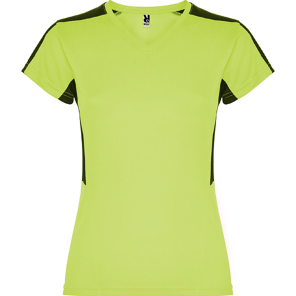 SUZUKA Спортивная футболка с коротким рукавом, цвет пунш салатовый, черный  размер S
