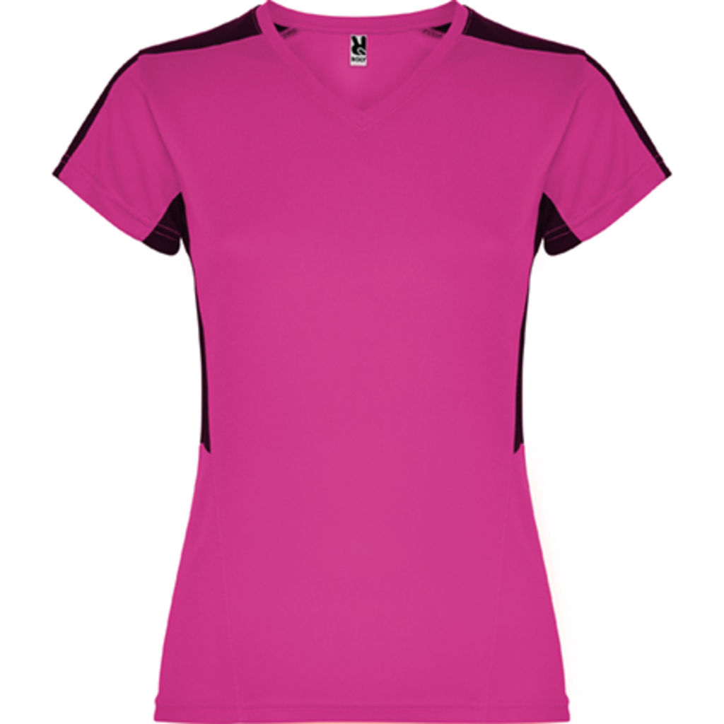 SUZUKA Спортивная футболка с коротким рукавом, цвет фуксия, черный  размер L