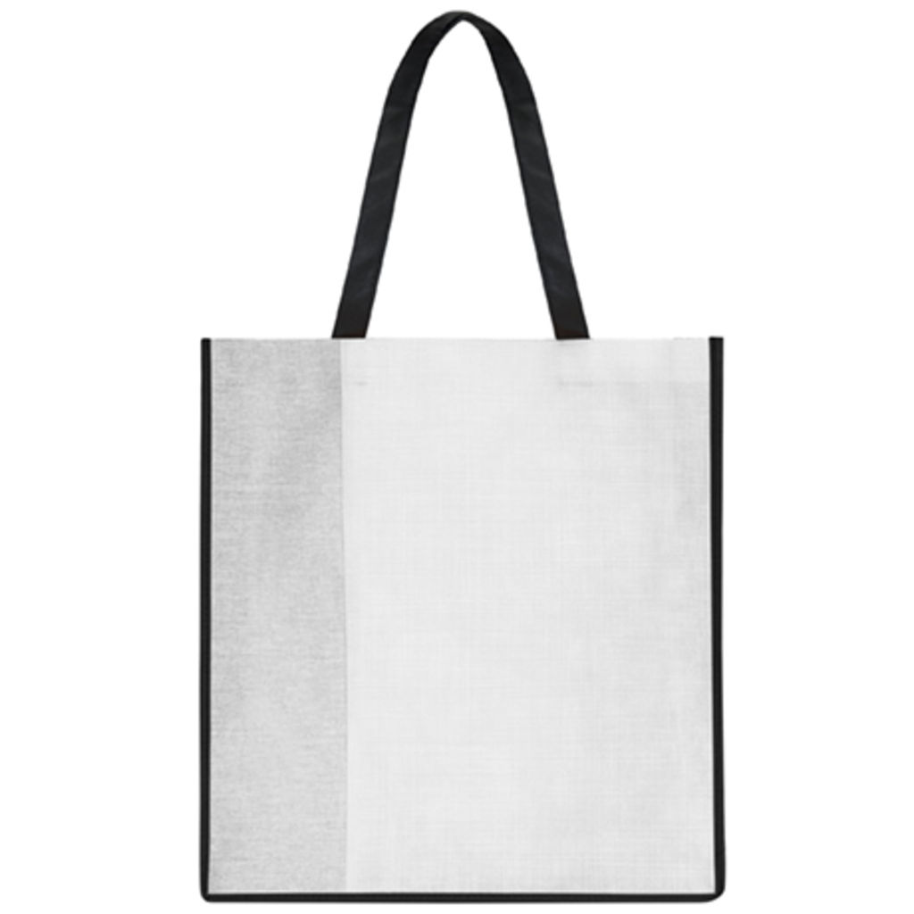 CAVE Комбінована сумка із спанбонду з ефектом металік і мармуровим поліестером, колір білий  розмір 36X40X12