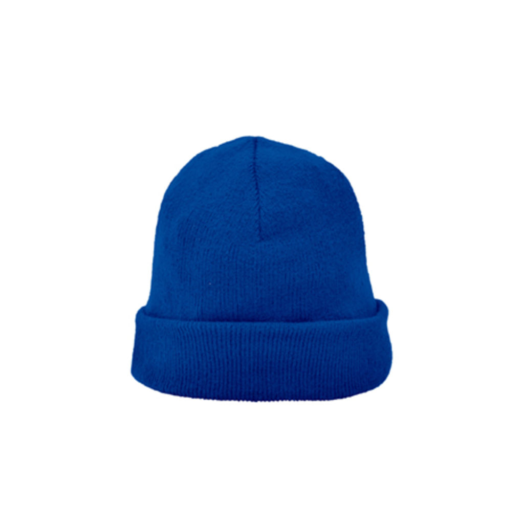PLANET Вязаная шапка с подворотом, цвет королевский синий  размер ONE SIZE